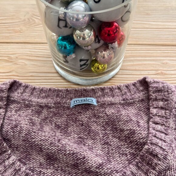 Malo 100 Percent Cashmere Plum Marled Knit Sweater Size Medium Made in Italy - Picture 2 of 7